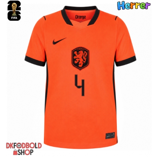 Holland Virgil van Dijk #4 Hjemmebanetrøje VM 2026 Kort ærmer